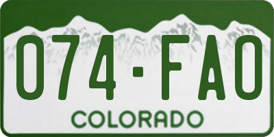 CO license plate 074FAO