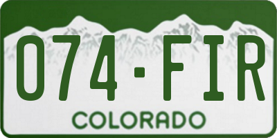 CO license plate 074FIR