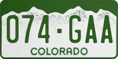 CO license plate 074GAA