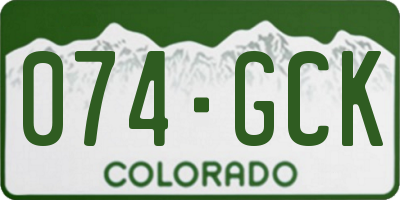 CO license plate 074GCK