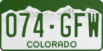 CO license plate 074GFW