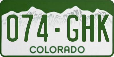 CO license plate 074GHK