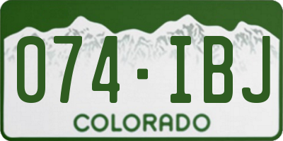CO license plate 074IBJ