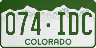 CO license plate 074IDC