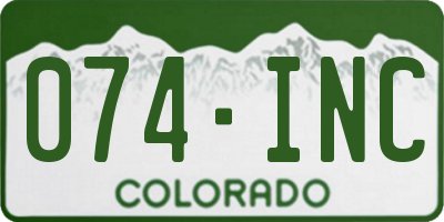 CO license plate 074INC