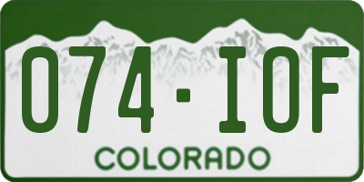 CO license plate 074IOF