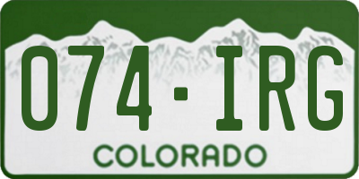 CO license plate 074IRG