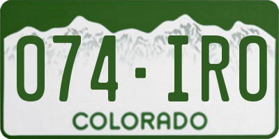 CO license plate 074IRO