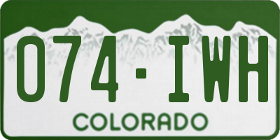CO license plate 074IWH