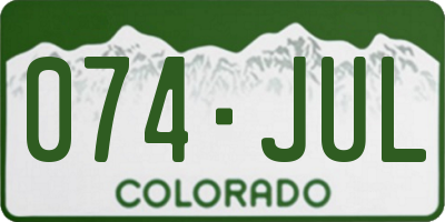 CO license plate 074JUL