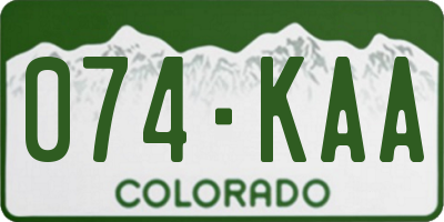 CO license plate 074KAA