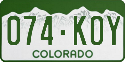 CO license plate 074KOY
