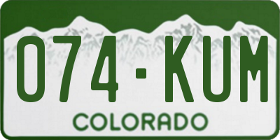 CO license plate 074KUM