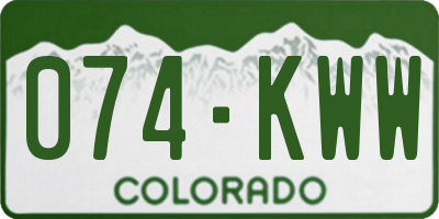 CO license plate 074KWW