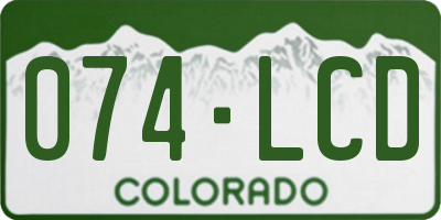 CO license plate 074LCD
