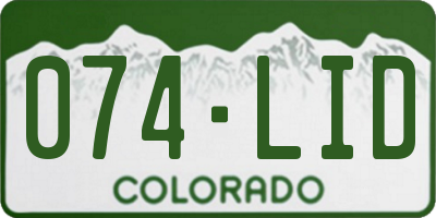 CO license plate 074LID
