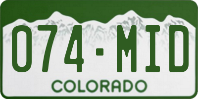 CO license plate 074MID