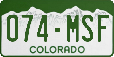 CO license plate 074MSF