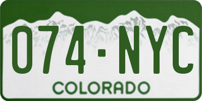 CO license plate 074NYC