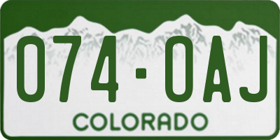 CO license plate 074OAJ