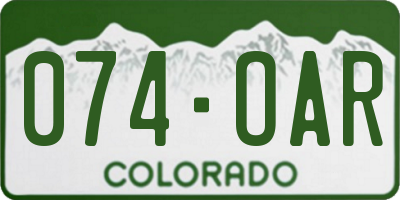 CO license plate 074OAR