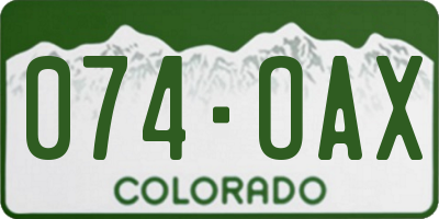 CO license plate 074OAX