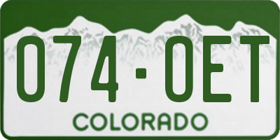 CO license plate 074OET
