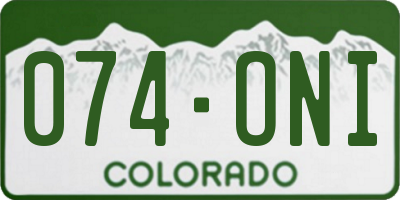 CO license plate 074ONI