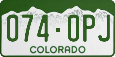 CO license plate 074OPJ