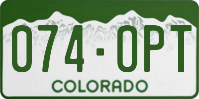 CO license plate 074OPT