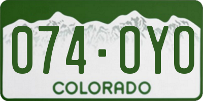 CO license plate 074OYO
