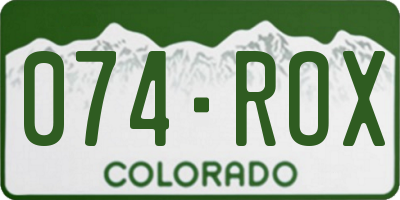 CO license plate 074ROX
