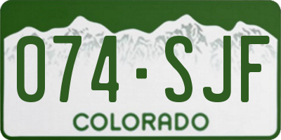 CO license plate 074SJF