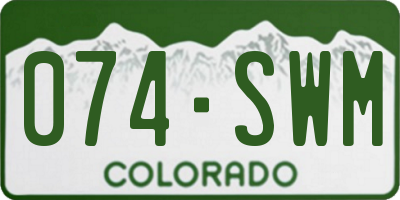 CO license plate 074SWM
