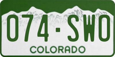 CO license plate 074SWO