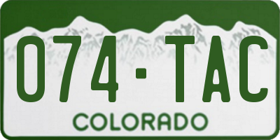 CO license plate 074TAC