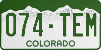 CO license plate 074TEM