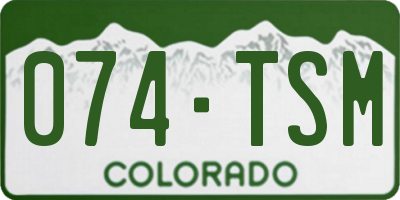 CO license plate 074TSM