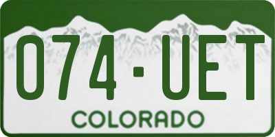 CO license plate 074UET
