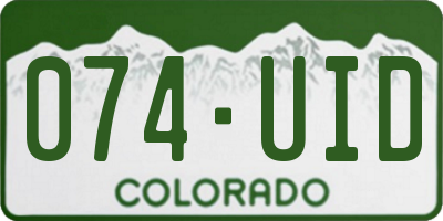 CO license plate 074UID