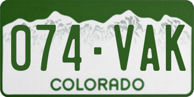CO license plate 074VAK