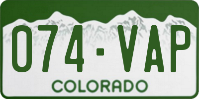 CO license plate 074VAP