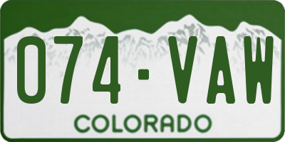 CO license plate 074VAW