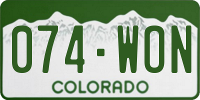 CO license plate 074WON