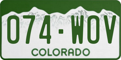 CO license plate 074WOV