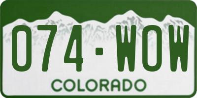 CO license plate 074WOW