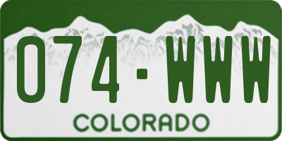 CO license plate 074WWW