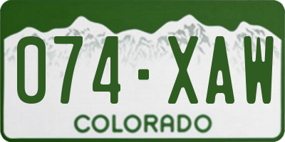 CO license plate 074XAW