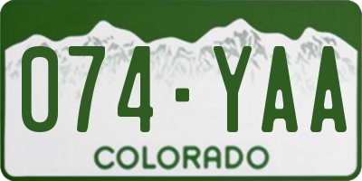 CO license plate 074YAA