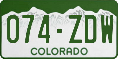 CO license plate 074ZDW